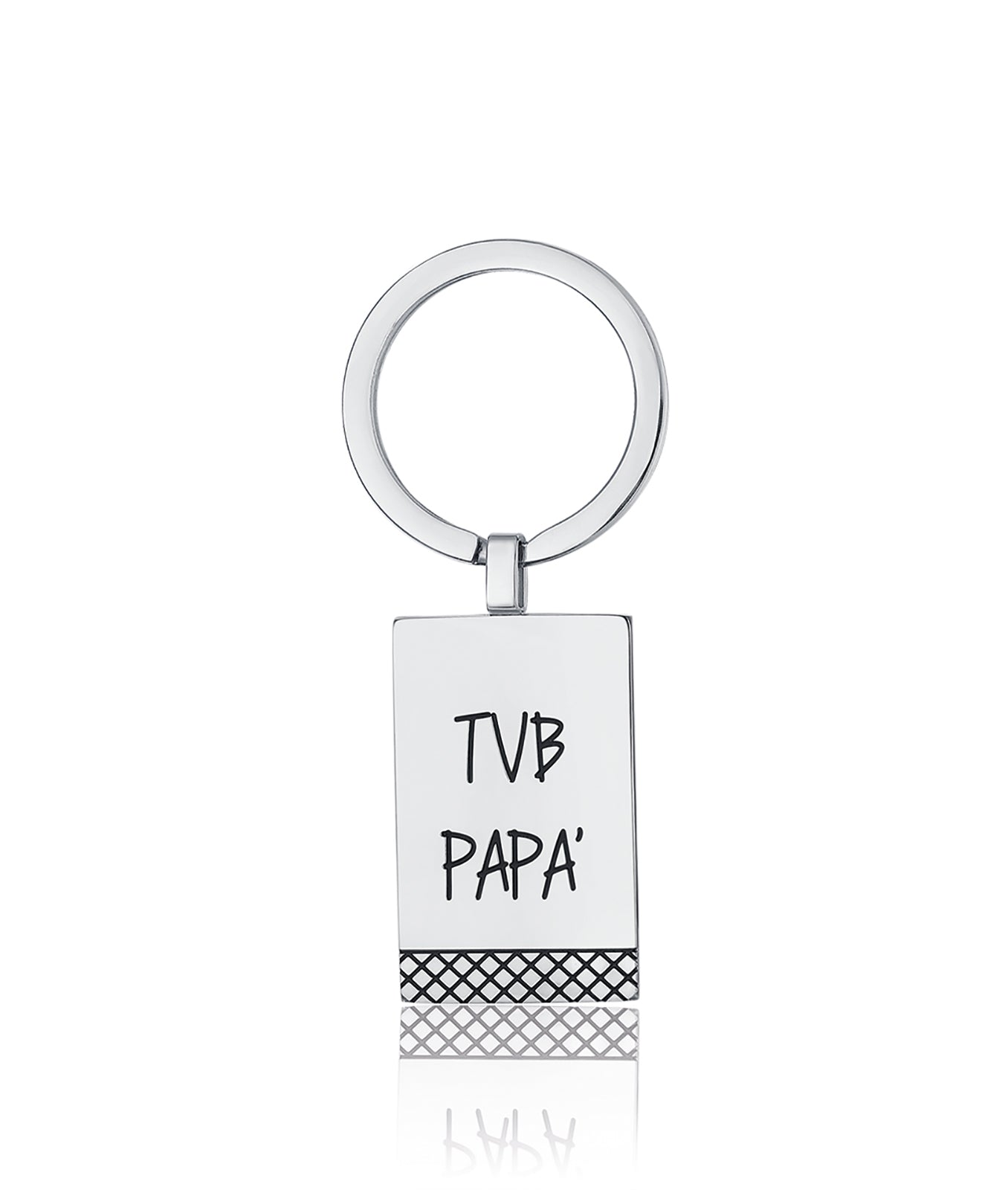PORTACHIAVI IN ACCIAIO CON SCRITTA TVB PAPA'