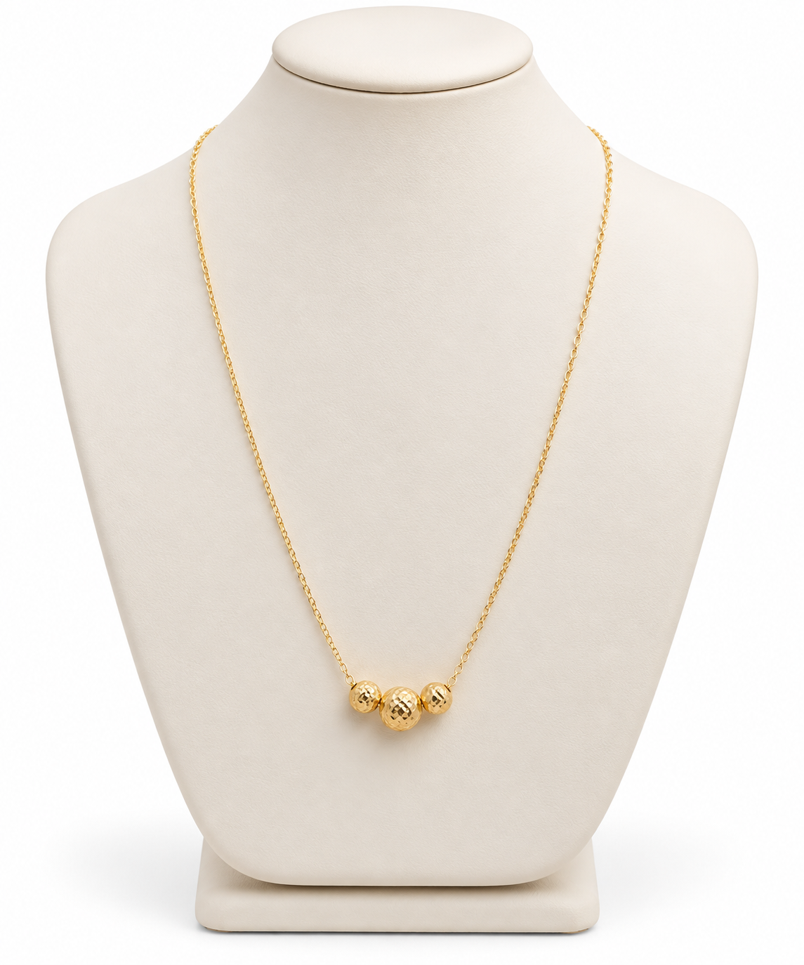 Collana in Oro Giallo con Tre Sfere Diamantate