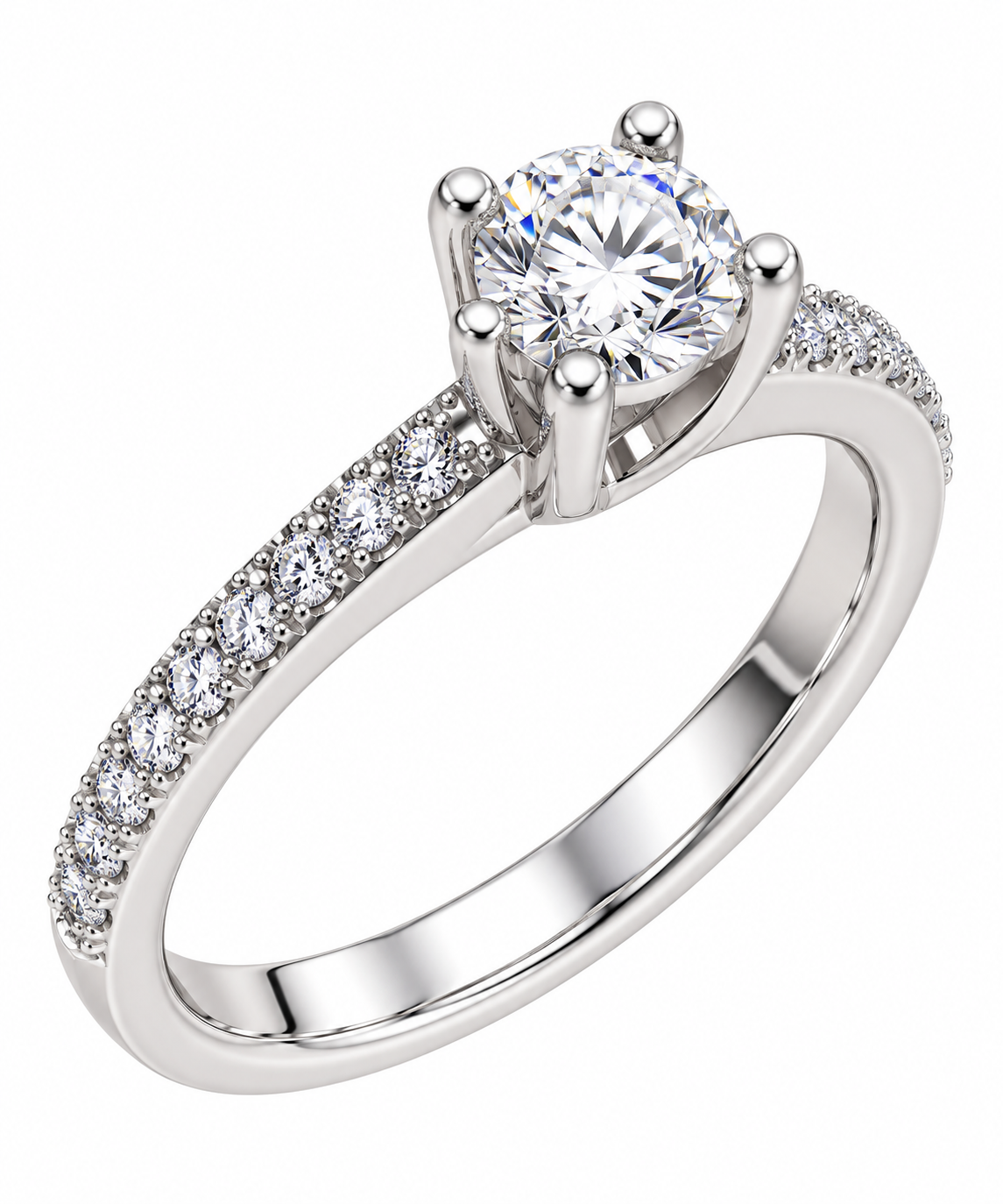 Anello Solitario in Oro Bianco 18 kt con Zaffiri Bianchi