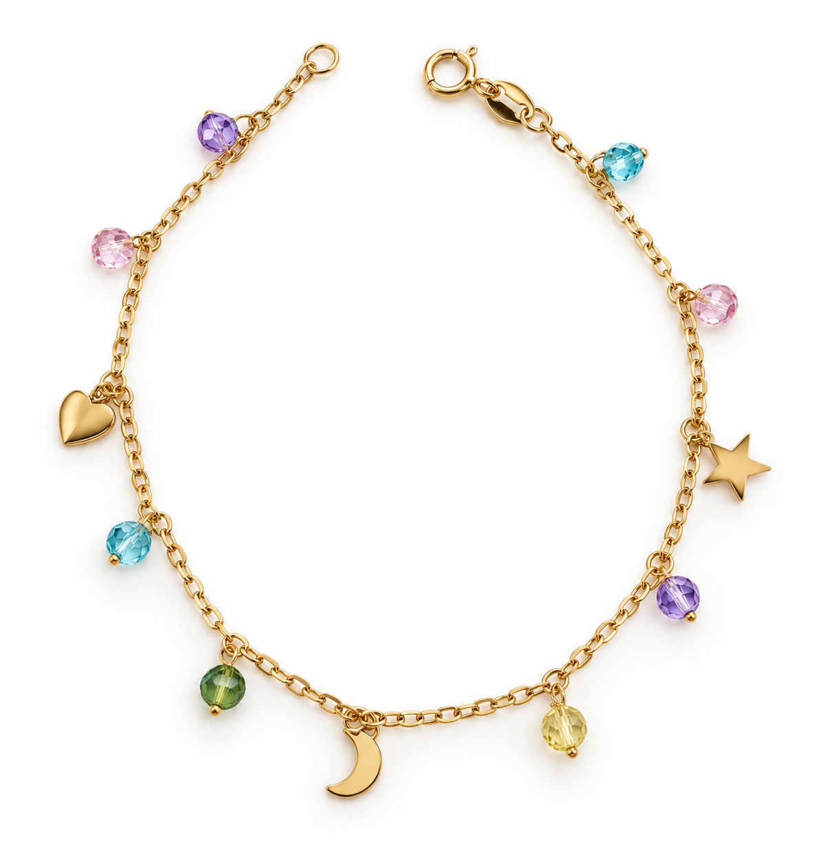 Bracciale con Charms Celesti e Pietre Multicolor oro 18kt