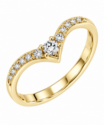 Anello Solitario a V in Oro Giallo\Oro Bianco 18 kt con Zaffiri Bianchi