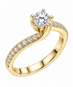 Anello Solitario in Oro Giallo 18 kt con Zaffiri Bianchi