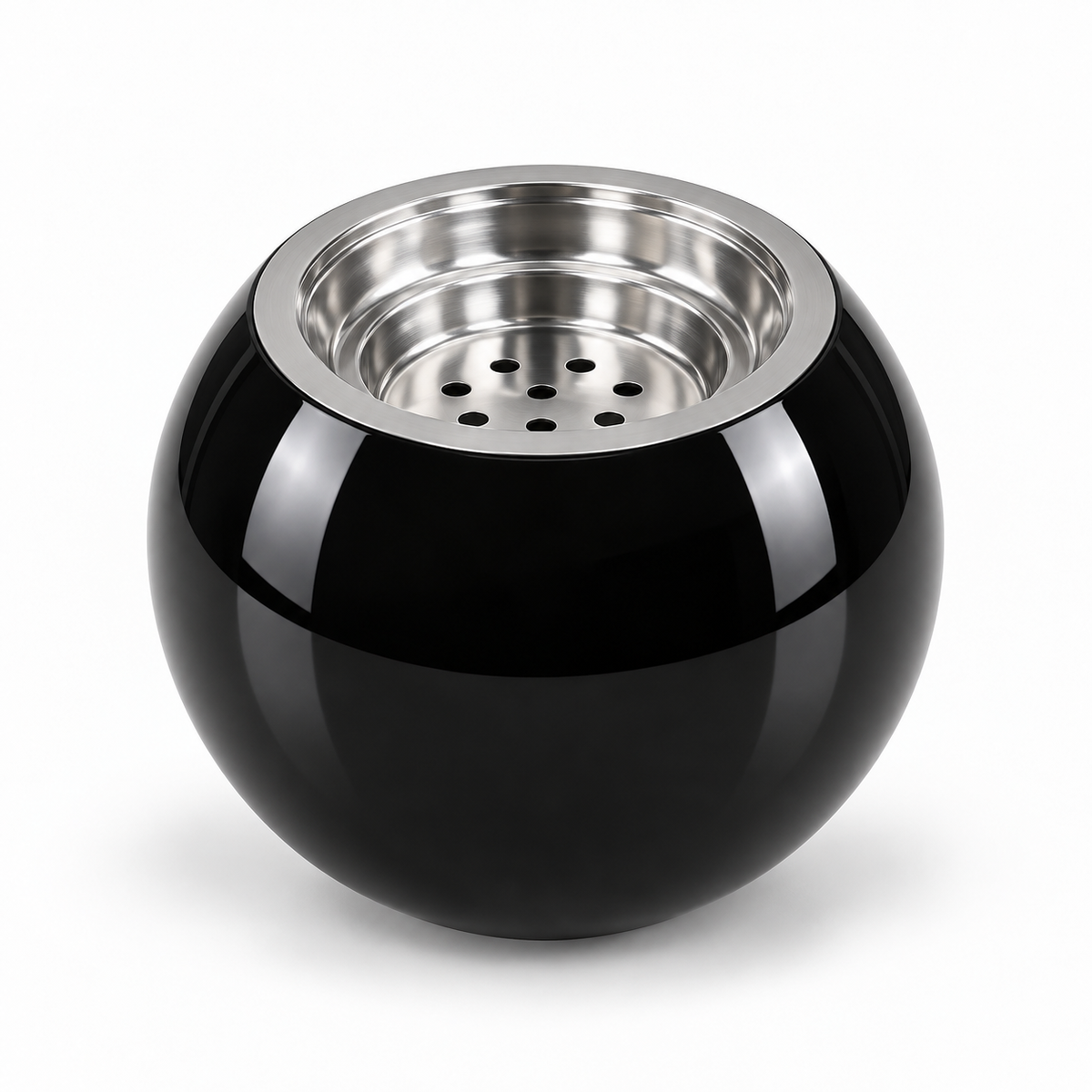 Portacenere Sferico Nero con Inserto Color Argento