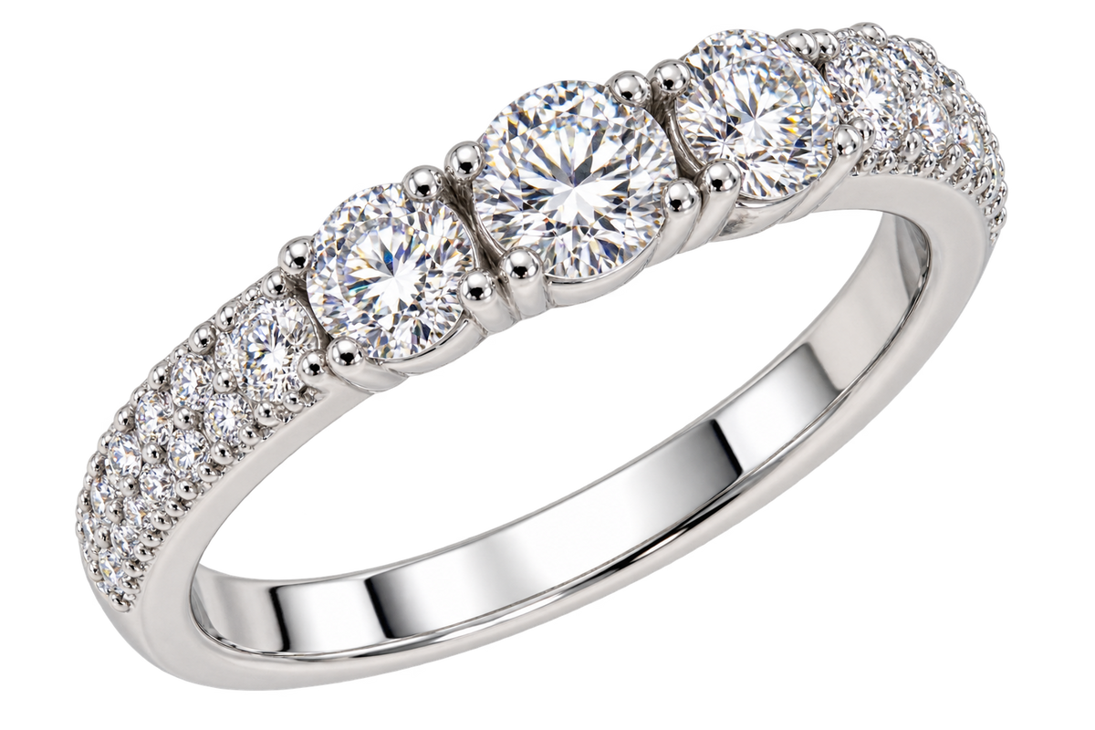 Anello Veretta in Oro Bianco 18 kt con Zaffiri Bianchi