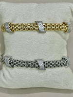 BRACCIALE IN ARGENTO 925 BAGNO ORO 18KT E SWAROSKI  LA MONADE