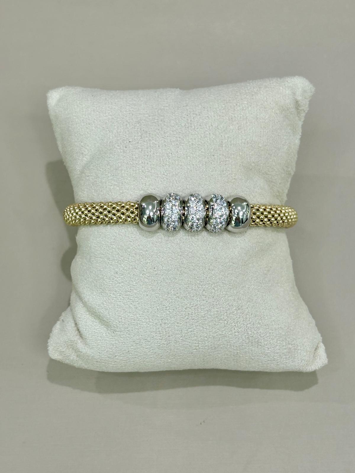 Bracciale in argento 925% bagno oro 18kt. Con Swarovski , La Monade