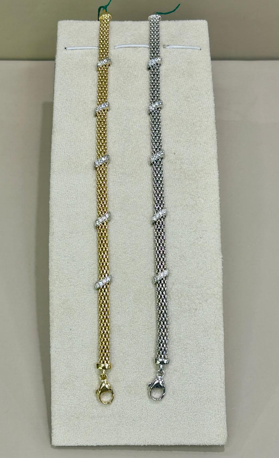 Bracciale in argento 925% bagno oro 18kt. Con Swarovski , La Monade
