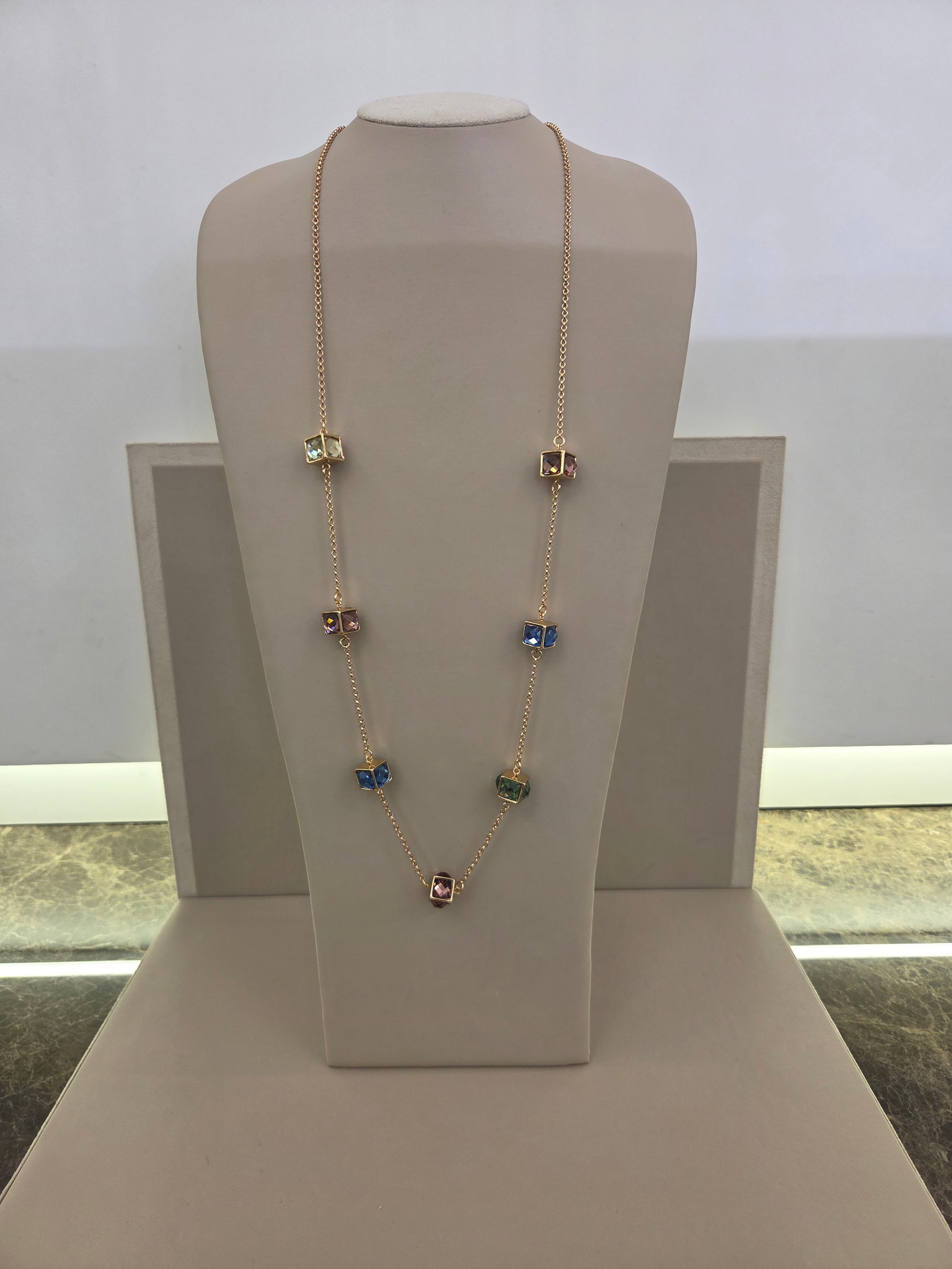 COLLANA CHANEL TUBI TOPAZIO COLORATO