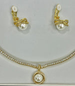 Parure collana  e orecchini con zirconie perle