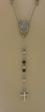 COLLANA ROSARIO TRE COLORI ROSA ORO ARGENTO