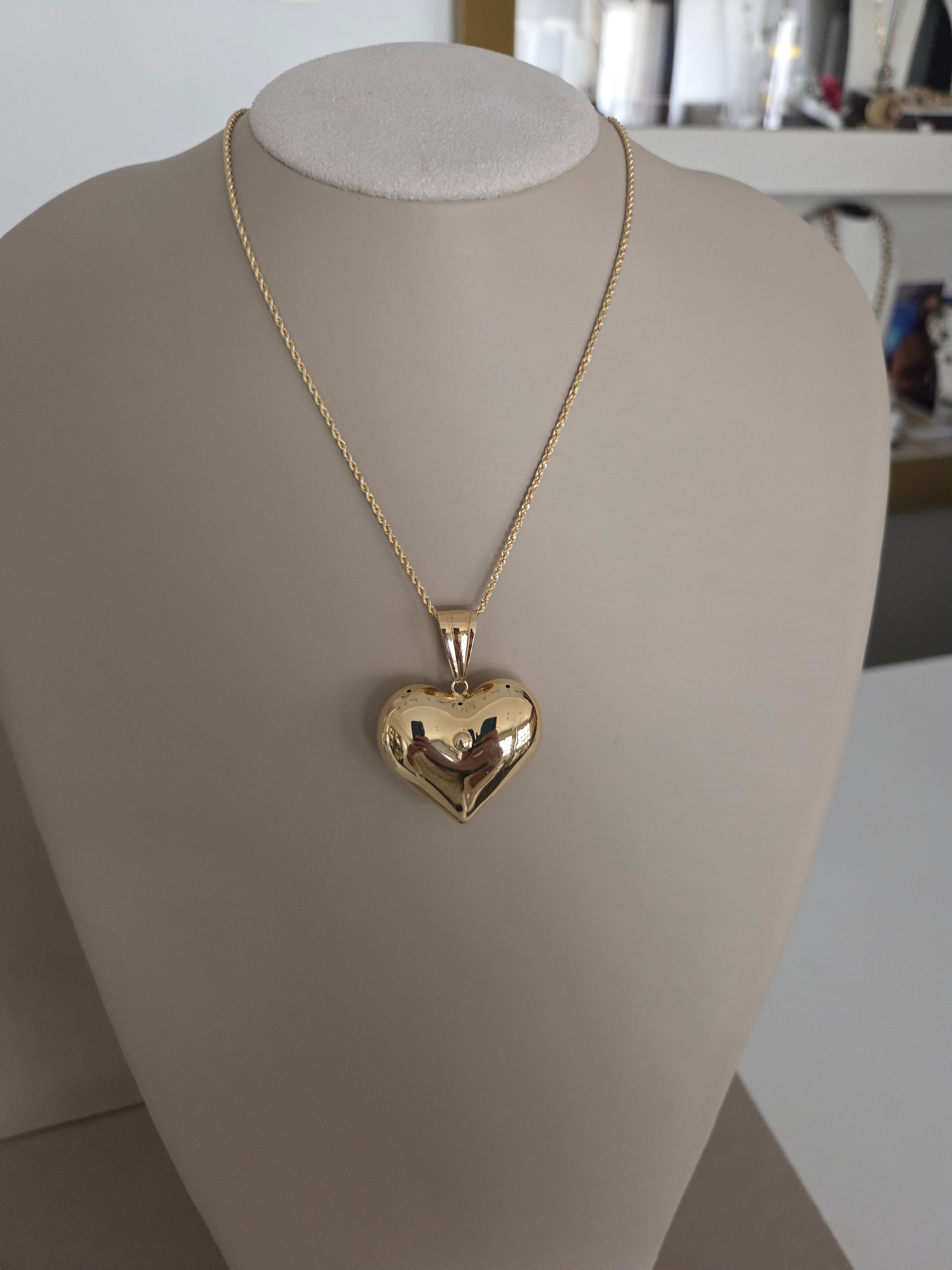 CORDA LASER CON CUORE BOMBATO ORO 18KT