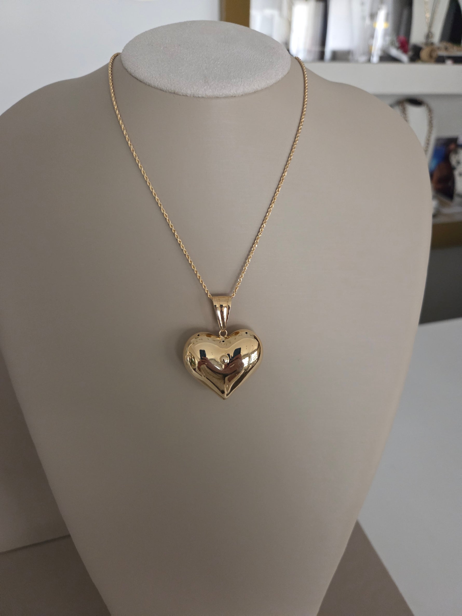 CORDA LASER CON CUORE BOMBATO ORO 18KT