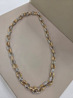 COLLANA  CHANEL, ACCIAIO BICOLORE (BIANCO/GIALLO)