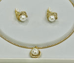 Parure collana  e orecchini con zirconie perle