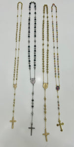 COLLANA ROSARIO TRE COLORI ROSA ORO ARGENTO