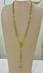 COLLANA ROSARIO TRE COLORI ROSA ORO ARGENTO
