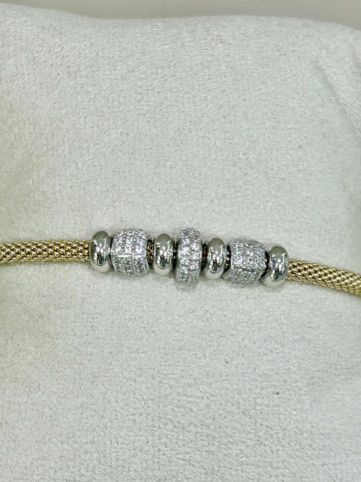 Bracciale in argento 925% bagno oro 18kt. Con Swarovski , La Monade