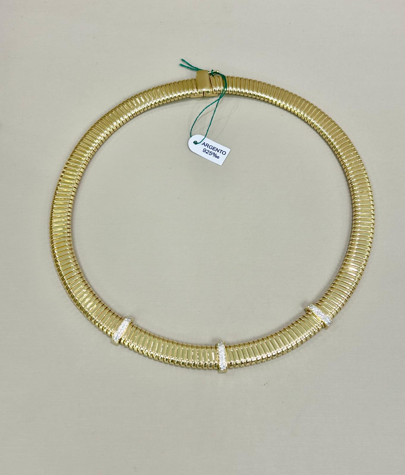 Collier in argento 925% con bagno oro 18kt e Swarovski , La Monade