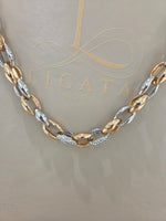 COLLANA  CHANEL, ACCIAIO BICOLORE (BIANCO/GIALLO)